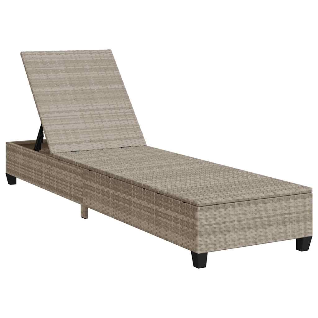 liggestol med hynder 55x200x25,5 cm polyrattan lysegrå