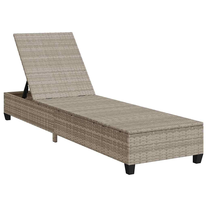 liggestol med hynder 55x200x25,5 cm polyrattan lysegrå