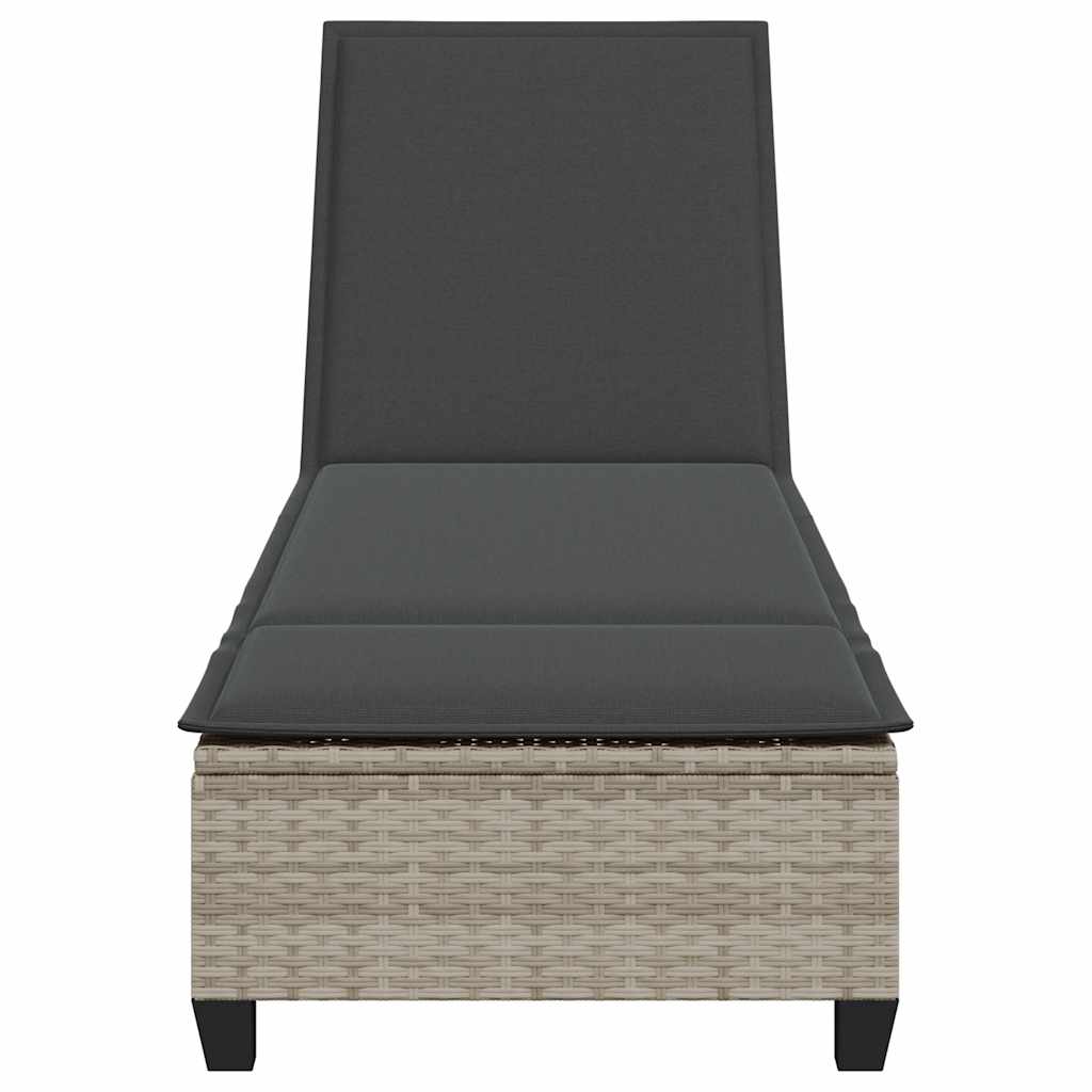 liggestol med hynder 55x200x25,5 cm polyrattan lysegrå