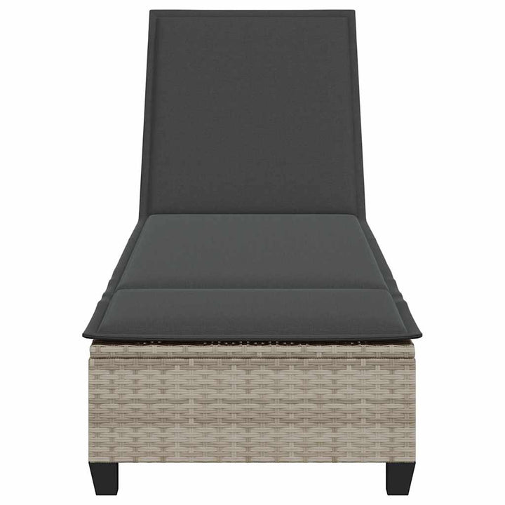 liggestol med hynder 55x200x25,5 cm polyrattan lysegrå