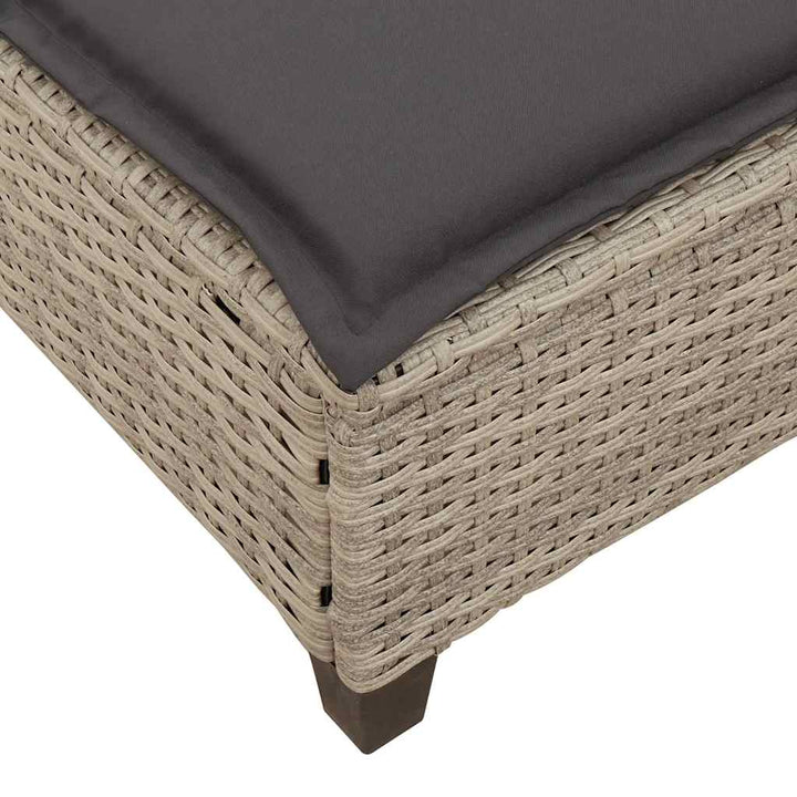 liggestol med hynder 55x200x25,5 cm polyrattan lysegrå