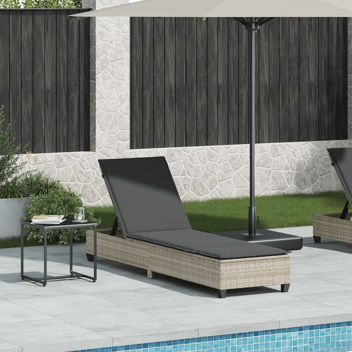 liggestol med hynder 55x200x25,5 cm polyrattan lysegrå
