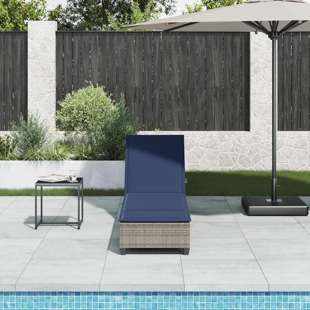 liggestol med hynder 55x200x25,5 cm polyrattan grå