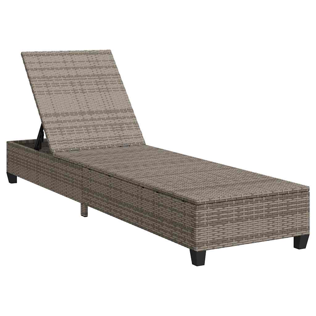 liggestol med hynder 55x200x25,5 cm polyrattan grå