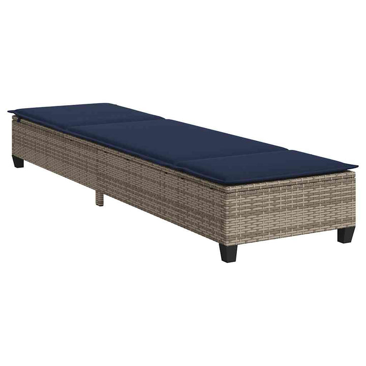 liggestol med hynder 55x200x25,5 cm polyrattan grå