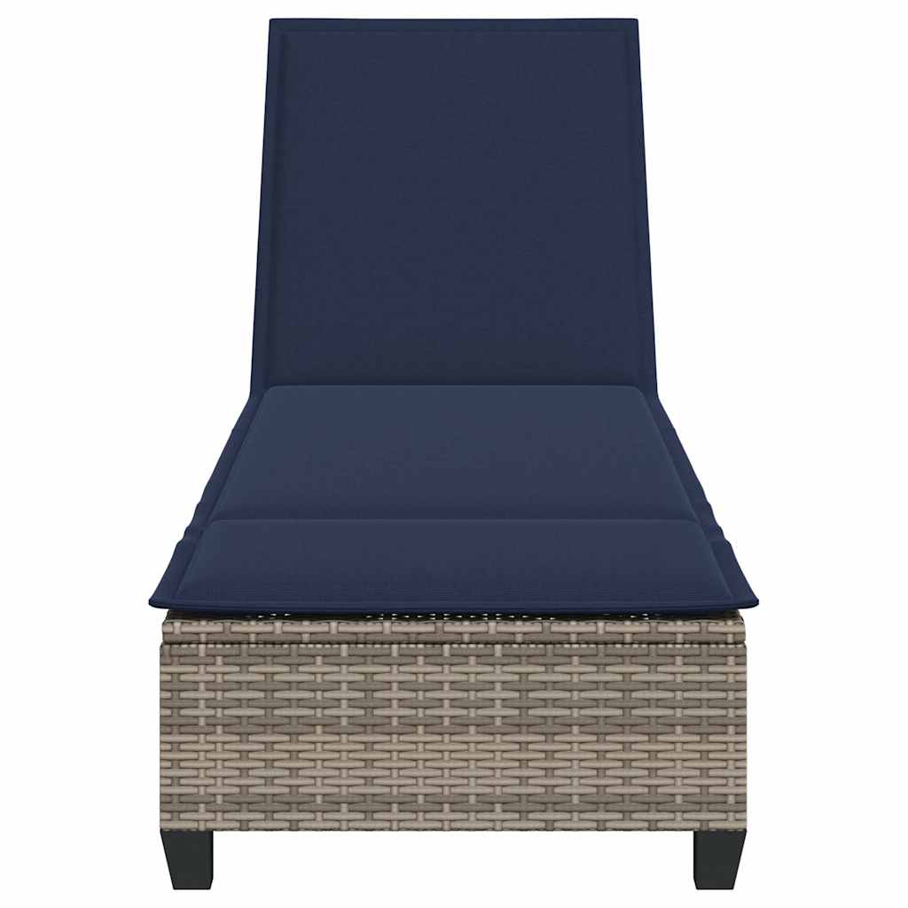 liggestol med hynder 55x200x25,5 cm polyrattan grå