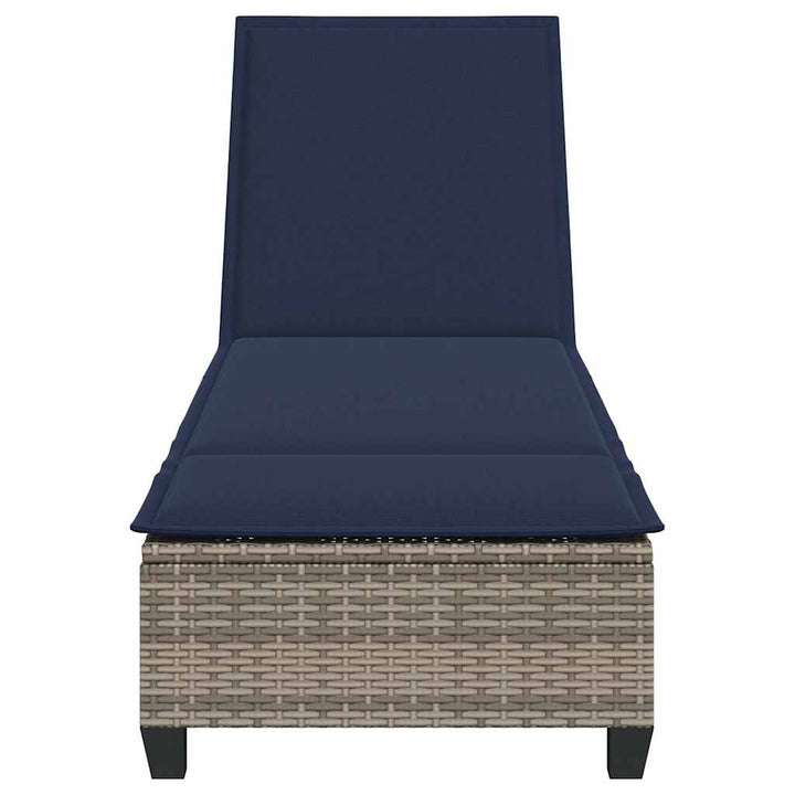 liggestol med hynder 55x200x25,5 cm polyrattan grå