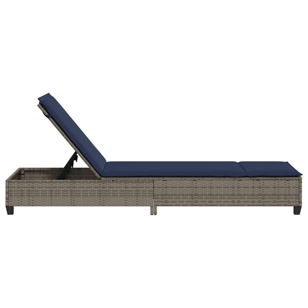 liggestol med hynder 55x200x25,5 cm polyrattan grå