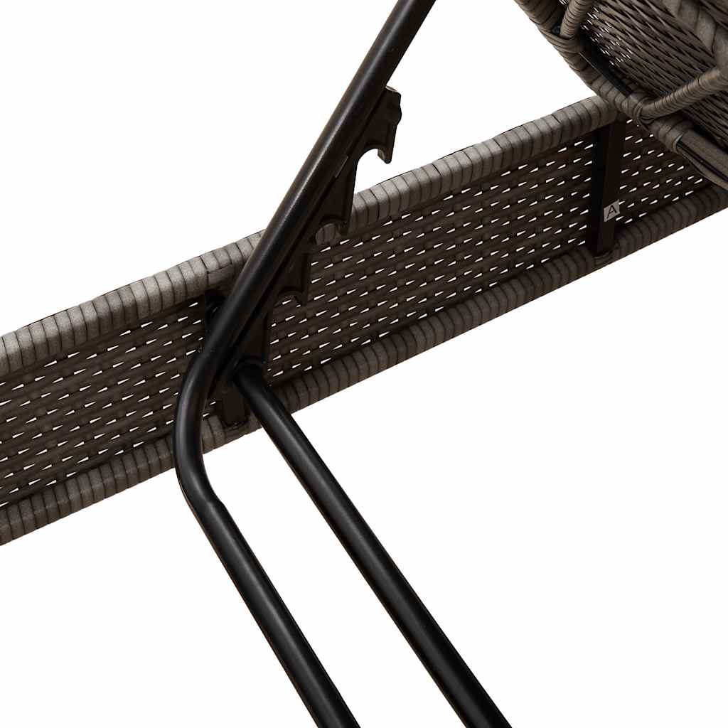 liggestol med hynder 55x200x25,5 cm polyrattan grå