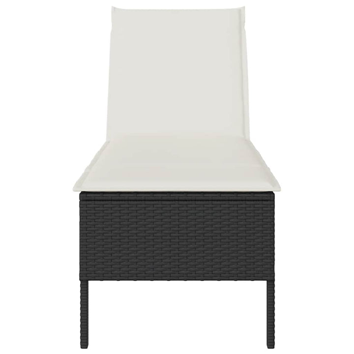 liggestol med hynde 55x200x44 cm polyrattan sort