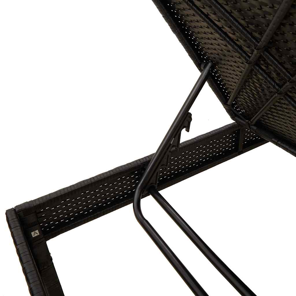 liggestol med hynde 55x200x44 cm polyrattan sort