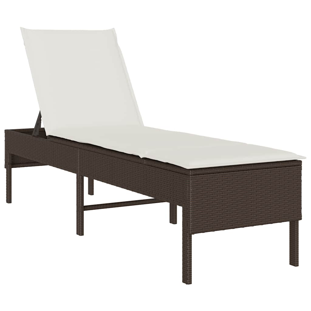 liggestol med hynde 55x200x44 cm polyrattan brun