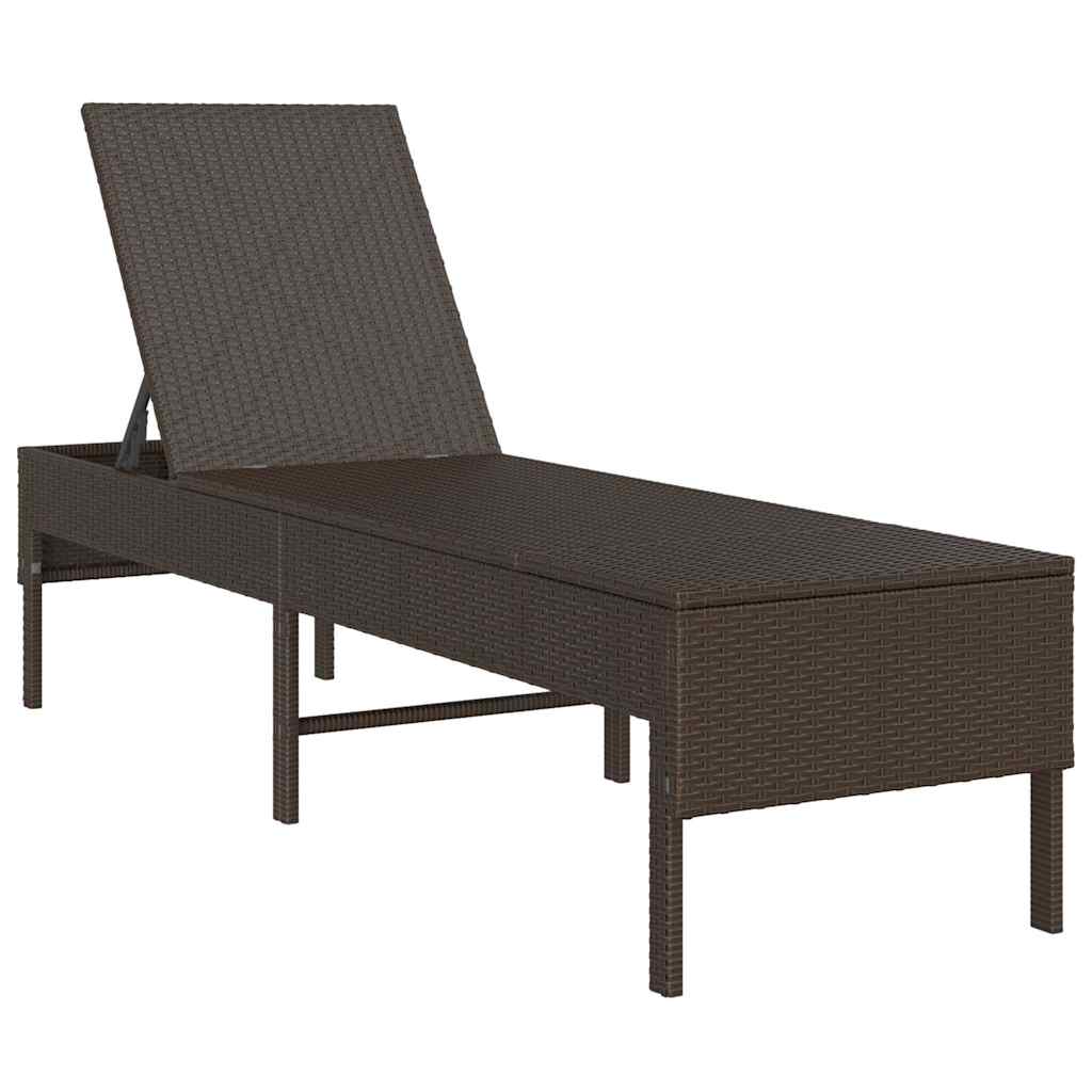 liggestol med hynde 55x200x44 cm polyrattan brun