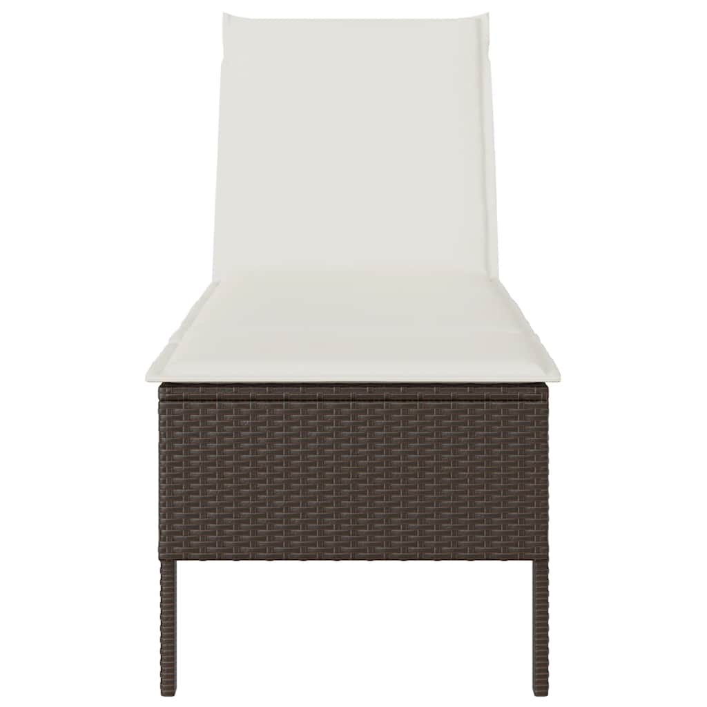 liggestol med hynde 55x200x44 cm polyrattan brun