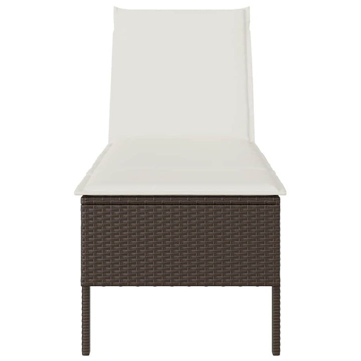 liggestol med hynde 55x200x44 cm polyrattan brun