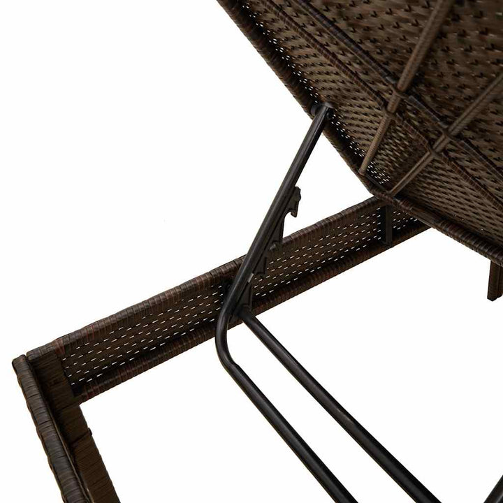 liggestol med hynde 55x200x44 cm polyrattan brun