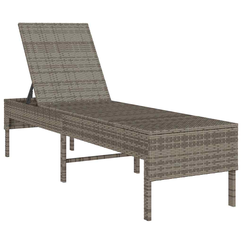 liggestol med hynde 55x200x44 cm polyrattan grå