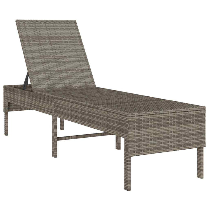 liggestol med hynde 55x200x44 cm polyrattan grå