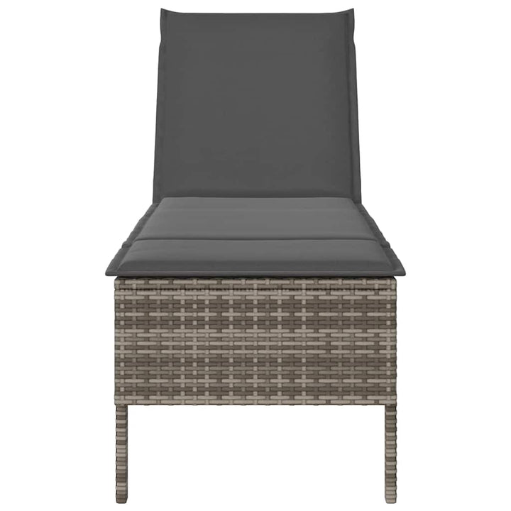 liggestol med hynde 55x200x44 cm polyrattan grå