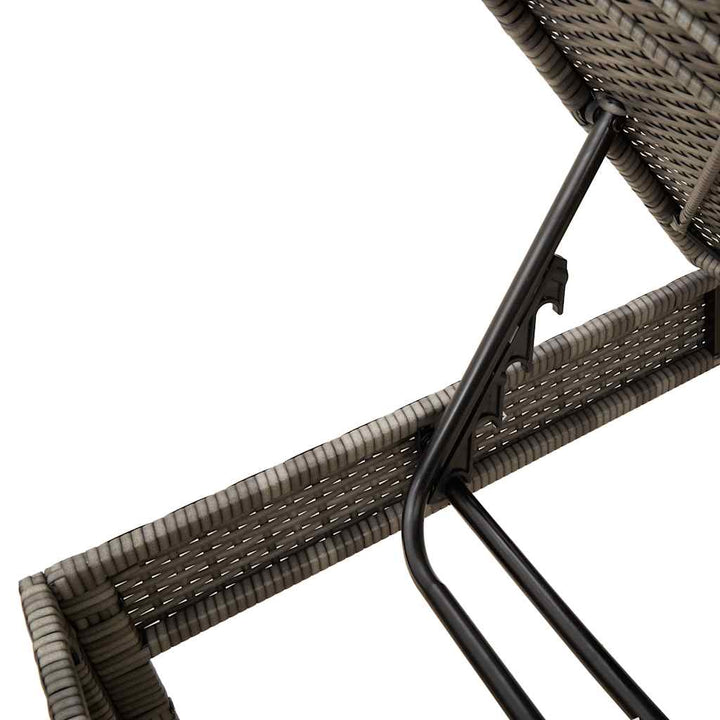 liggestol med hynde 55x200x44 cm polyrattan grå