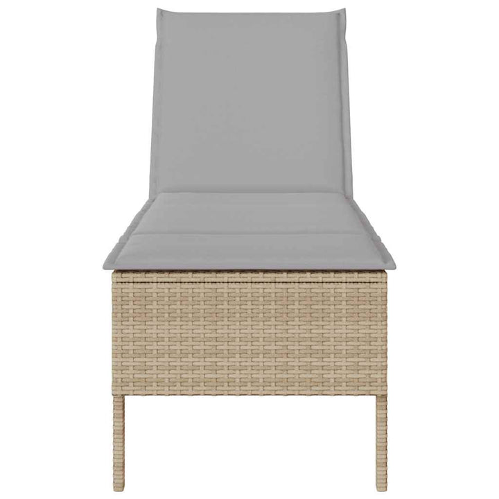 liggestol med hynde 55x200x44 cm polyrattan beige
