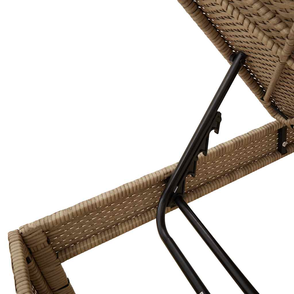 liggestol med hynde 55x200x44 cm polyrattan beige
