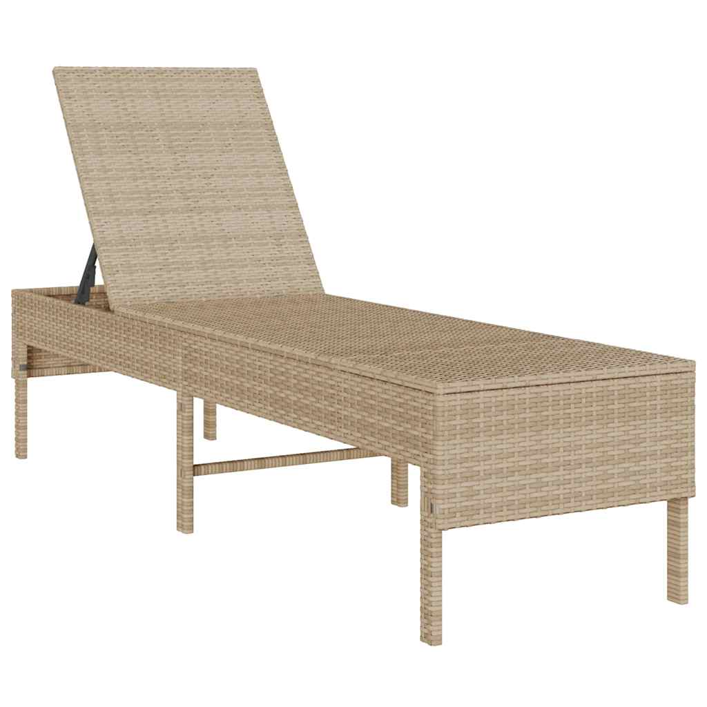 liggestol med hynde 55x200x44 cm polyrattan beige