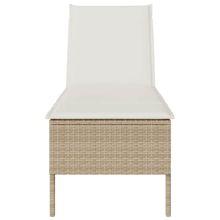 liggestol med hynde 55x200x44 cm polyrattan beige