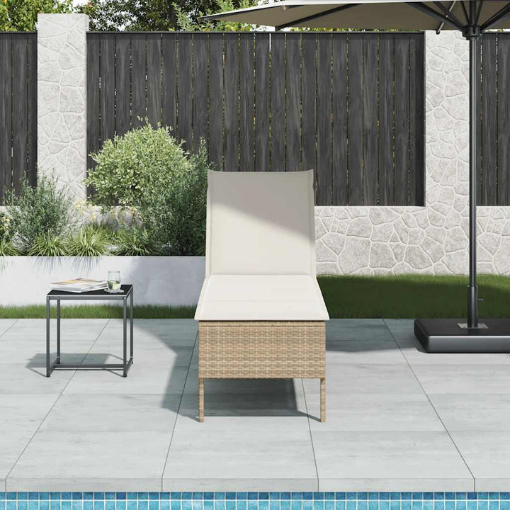 liggestol med hynde 55x200x44 cm polyrattan beige