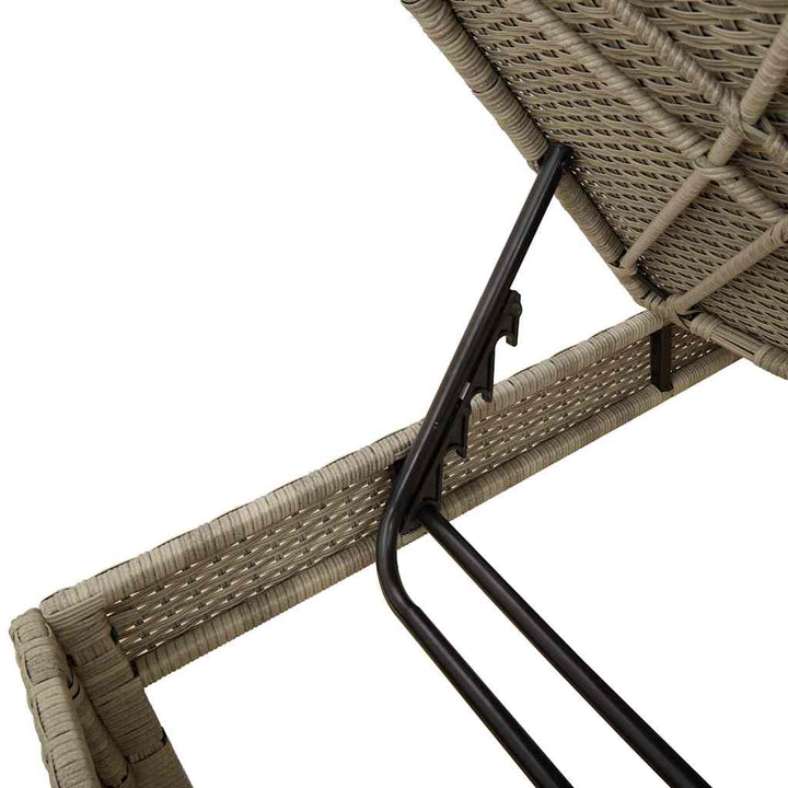 liggestol med hynde 55x200x44 cm polyrattan lysegrå