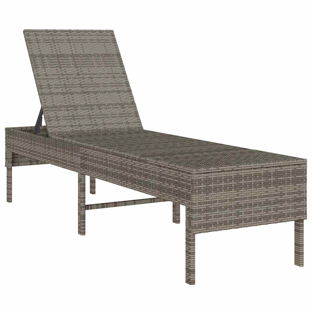 liggestol med hynde 55x200x44 cm polyrattan grå