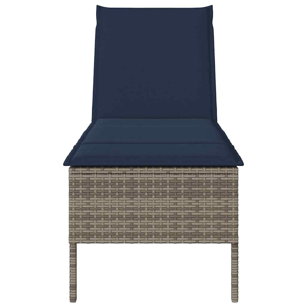 liggestol med hynde 55x200x44 cm polyrattan grå