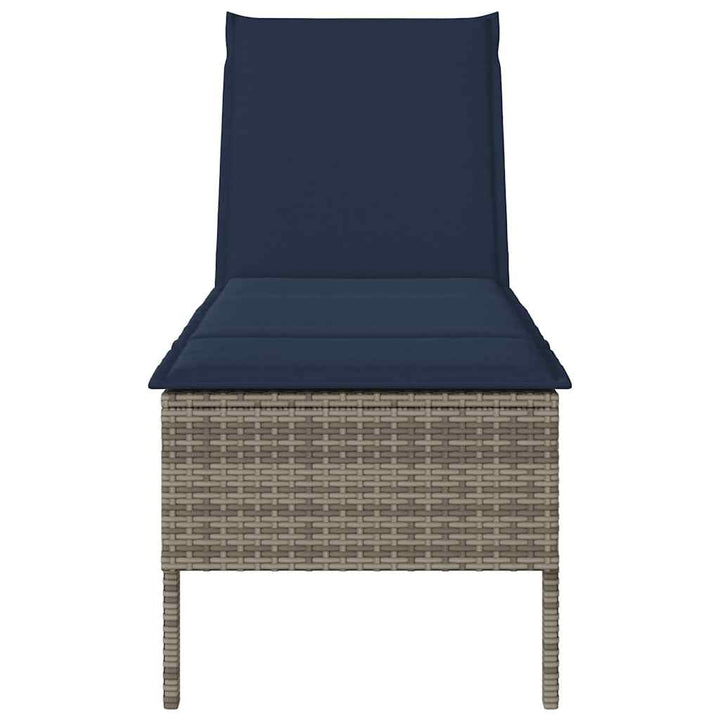 liggestol med hynde 55x200x44 cm polyrattan grå