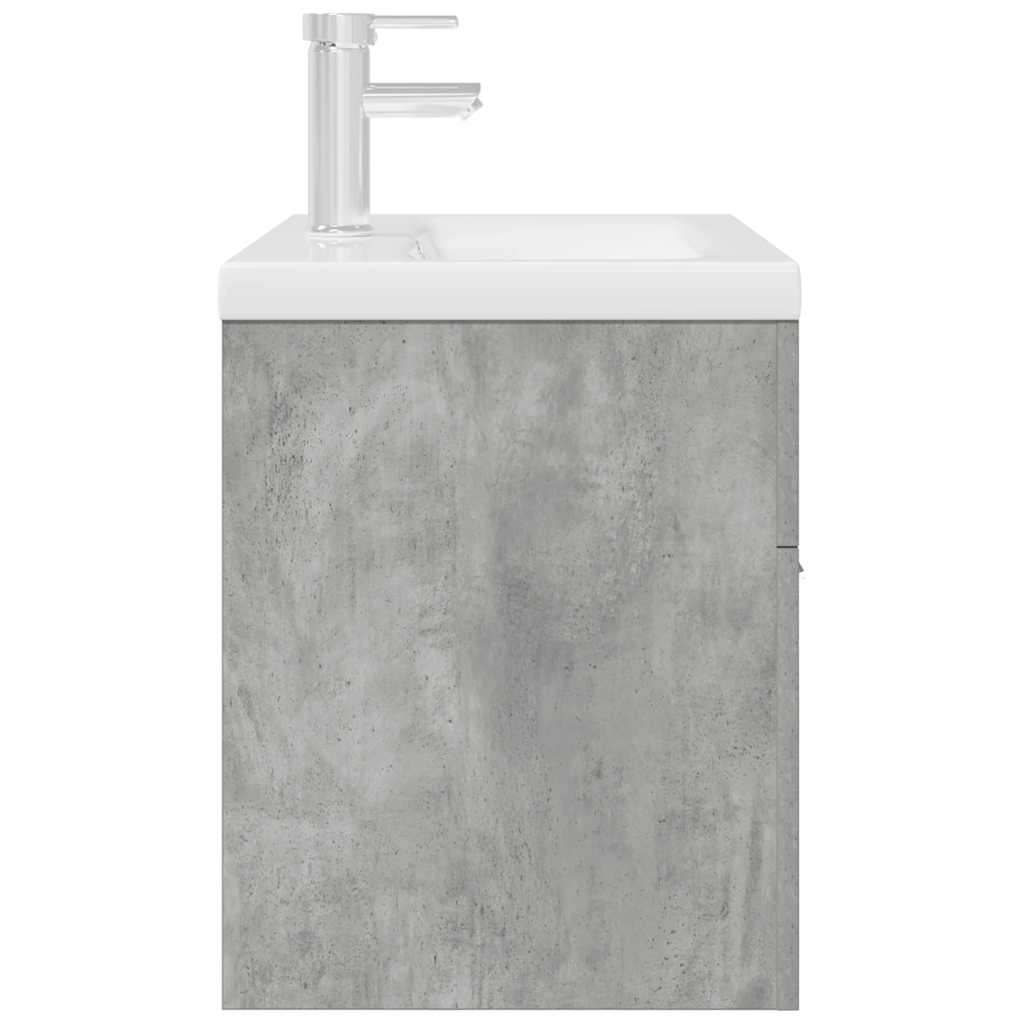 underskab til badeværelse med håndvask og vandhane beton grå