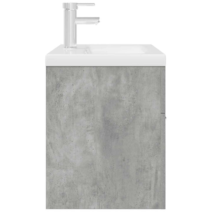 underskab til badeværelse med håndvask og vandhane beton grå