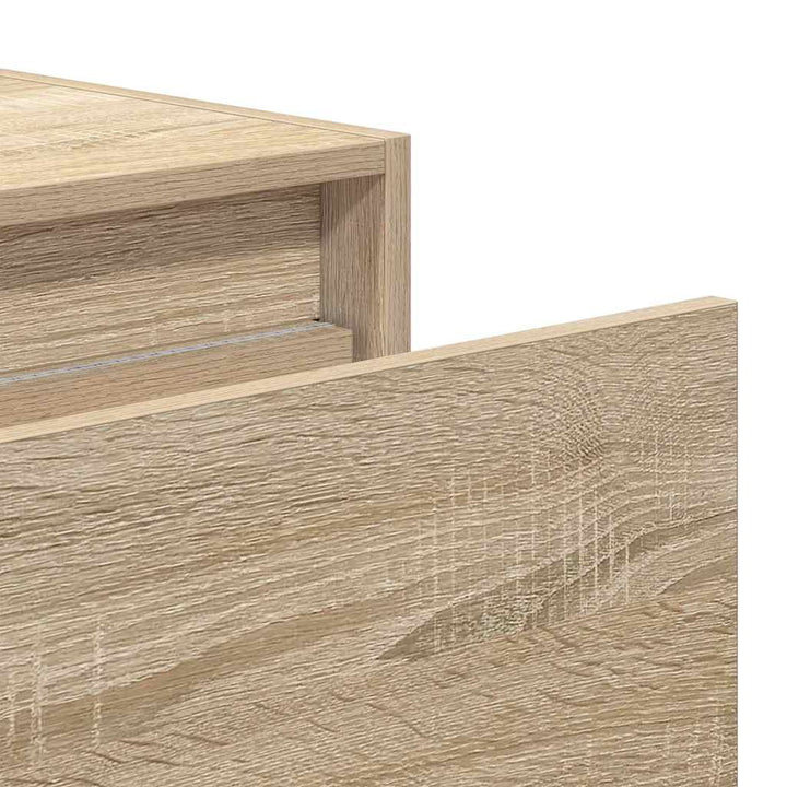 væghængte sengeborde 2 stk. med LED-lys sonoma-eg