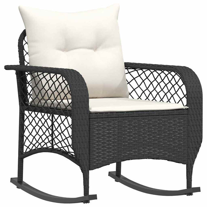 udendørs gyngestol med hynder polyrattan sort