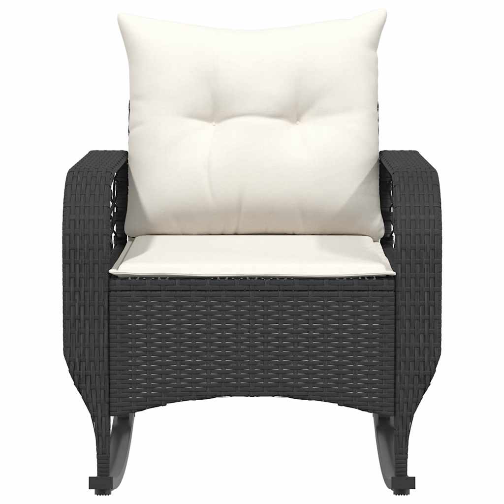 udendørs gyngestol med hynder polyrattan sort