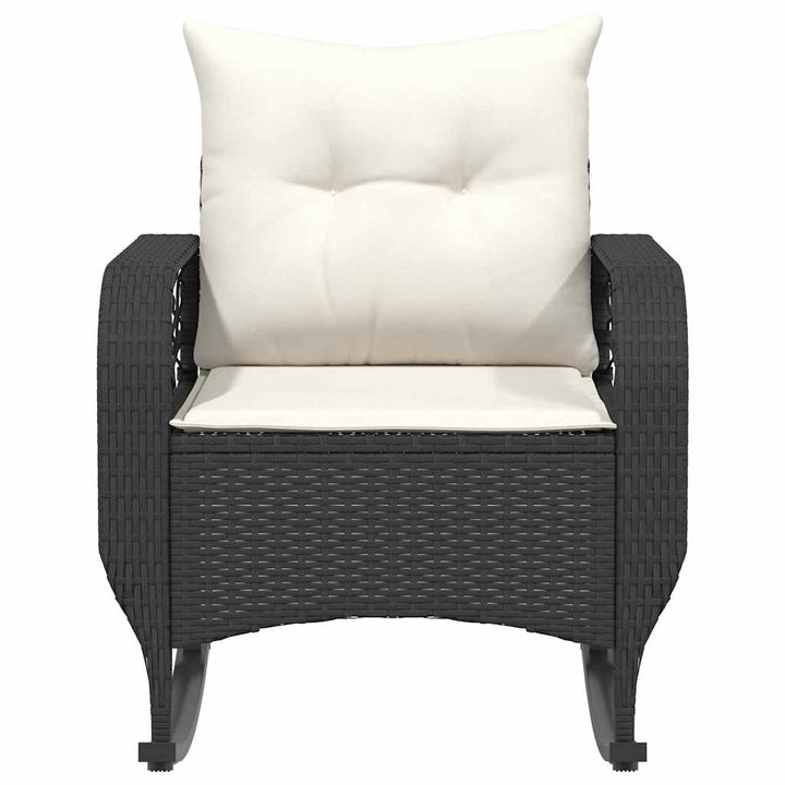 udendørs gyngestol med hynder polyrattan sort
