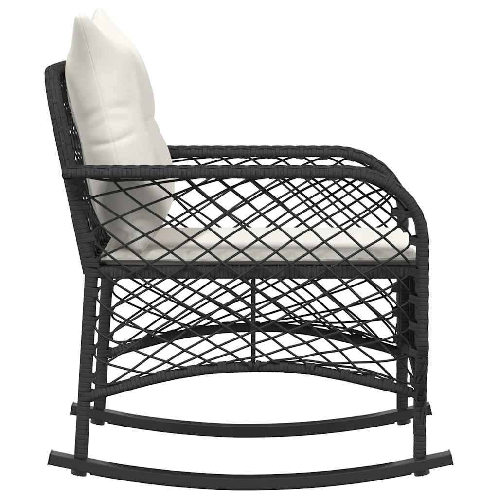udendørs gyngestol med hynder polyrattan sort