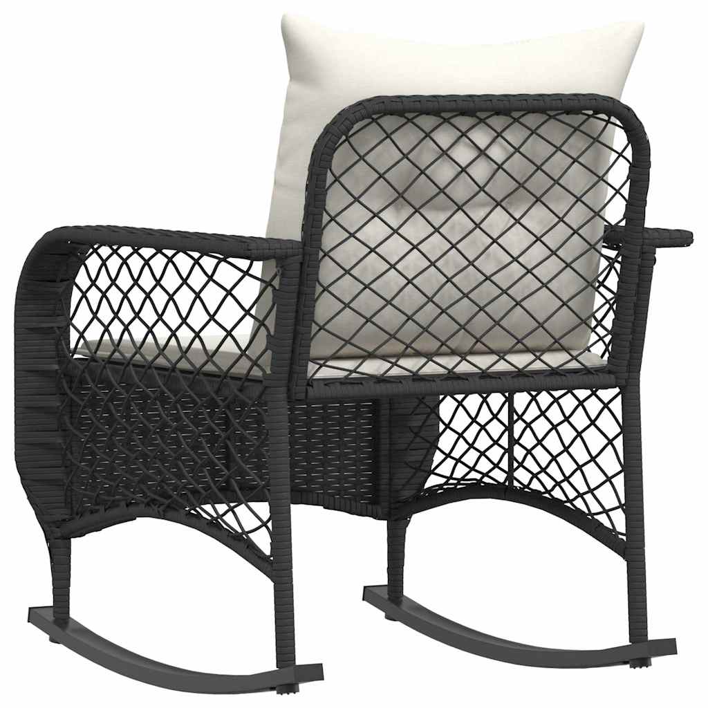 udendørs gyngestol med hynder polyrattan sort