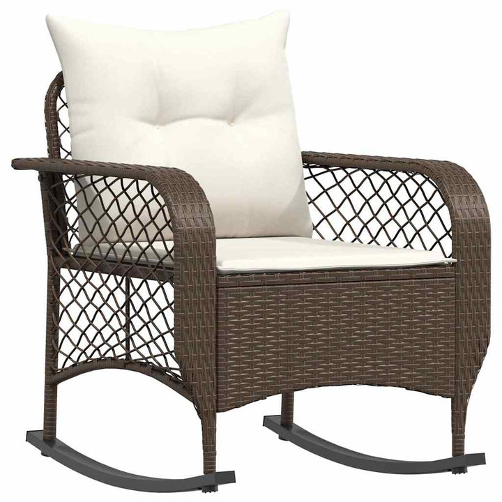 udendørs gyngestol med hynder polyrattan brun