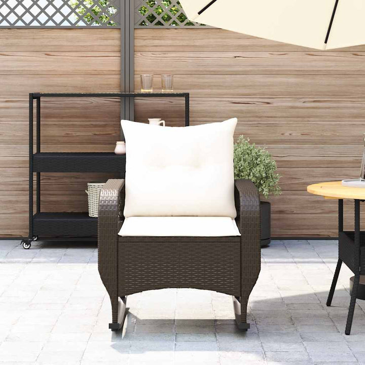 udendørs gyngestol med hynder polyrattan brun