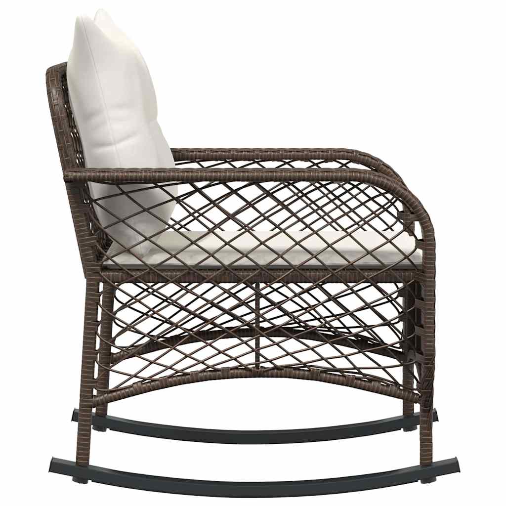 udendørs gyngestol med hynder polyrattan brun