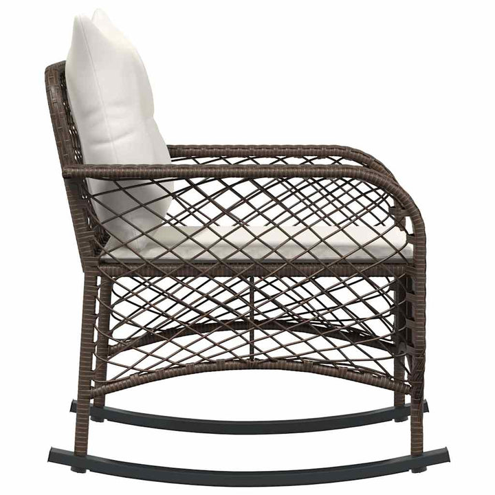 udendørs gyngestol med hynder polyrattan brun