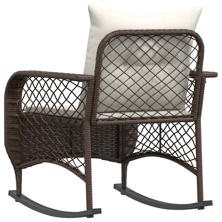udendørs gyngestol med hynder polyrattan brun