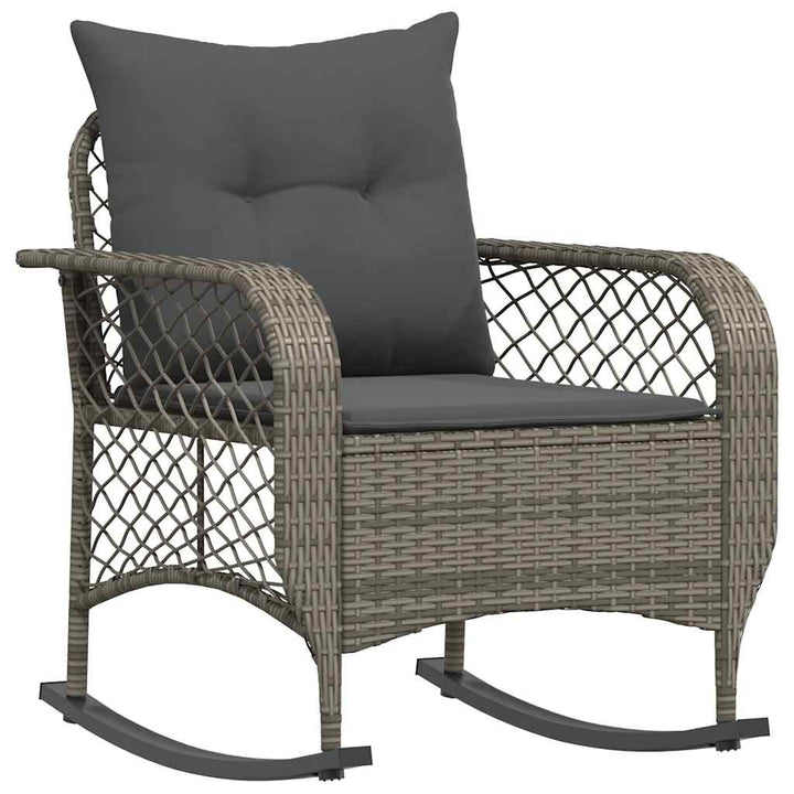 udendørs gyngestol med hynder polyrattan grå