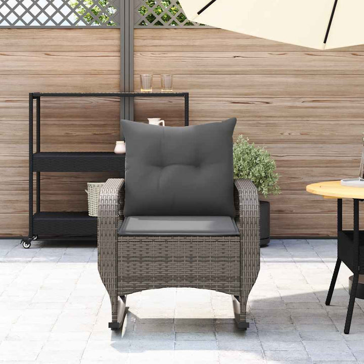 udendørs gyngestol med hynder polyrattan grå