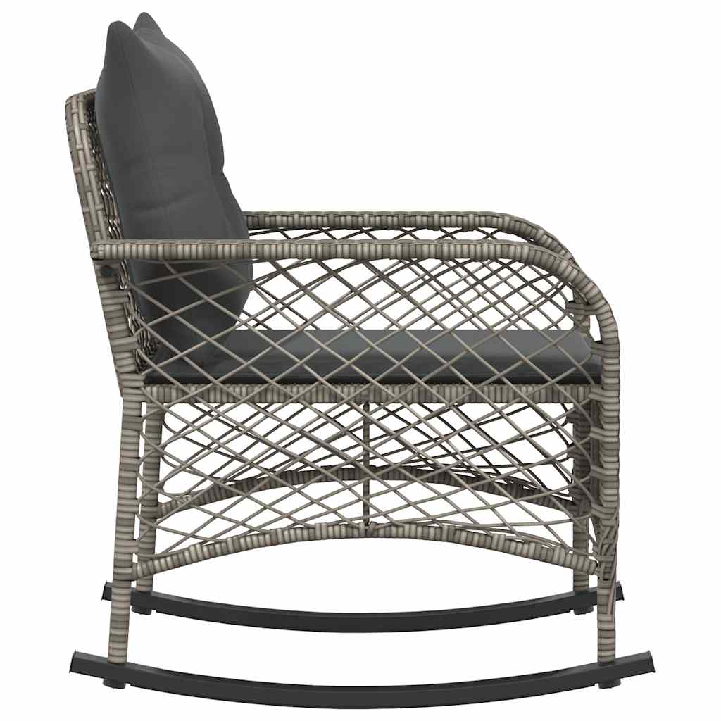 udendørs gyngestol med hynder polyrattan grå