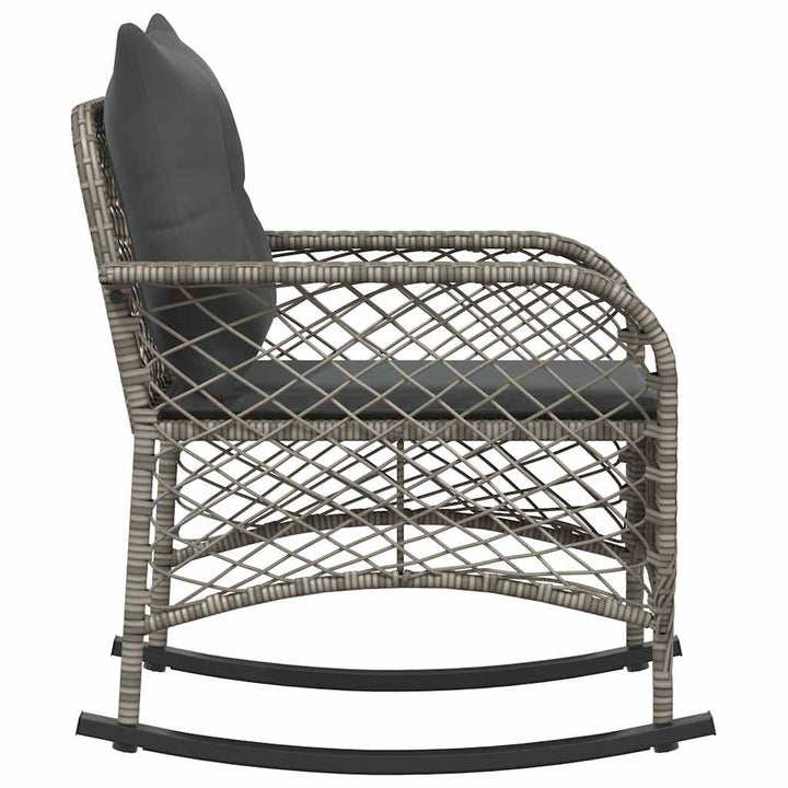 udendørs gyngestol med hynder polyrattan grå